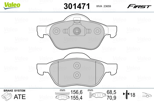 Brake Pad Set, disc brake FIRST 301471