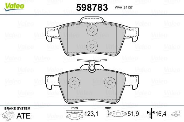 Brake Pad Set, disc brake 598783