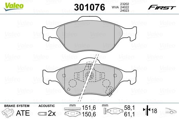 Brake Pad Set, disc brake FIRST 301076