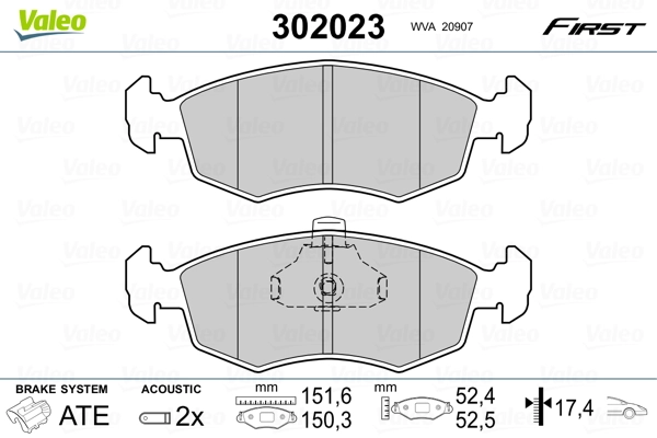 Brake Pad Set, disc brake FIRST 302023