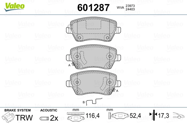 VALEO 601287 Brake Pad Set, disc brake