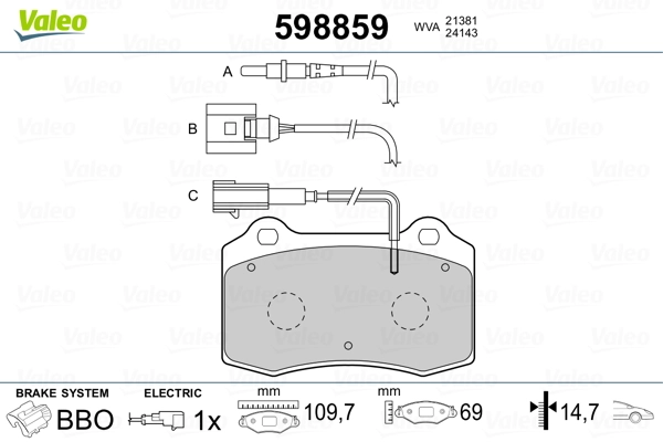 VALEO 598859 Brake Pad Set, disc brake