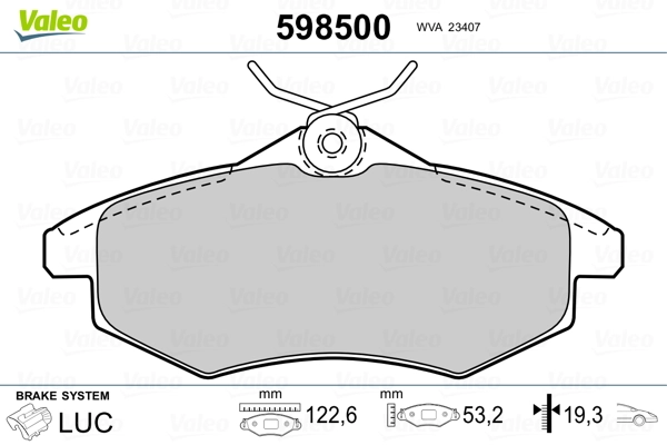 VALEO 598500 Brake Pad Set, disc brake