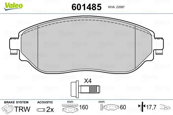 VALEO 601485 Brake Pad Set, disc brake
