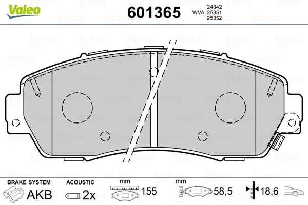 VALEO 601365 Brake Pad Set, disc brake