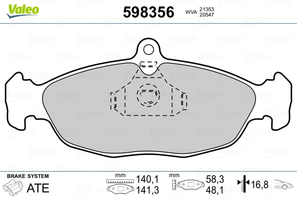 VALEO 598356 Brake Pad Set, disc brake