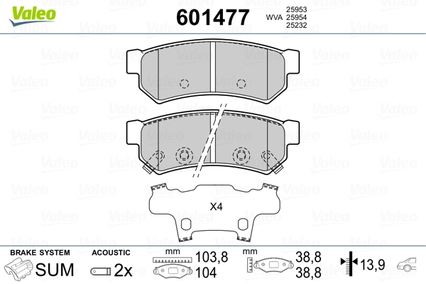 VALEO 601477 Brake Pad Set, disc brake