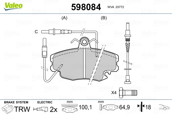Brake Pad Set, disc brake 598084