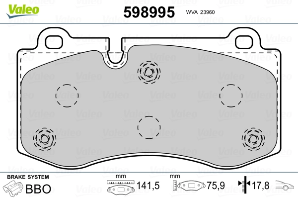 VALEO 598995 Brake Pad Set, disc brake