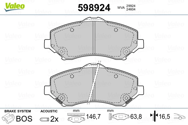 VALEO 598924 Brake Pad Set, disc brake