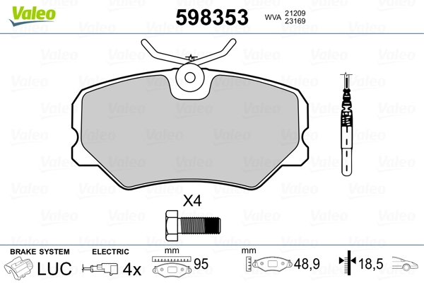 VALEO 598353 Brake Pad Set, disc brake