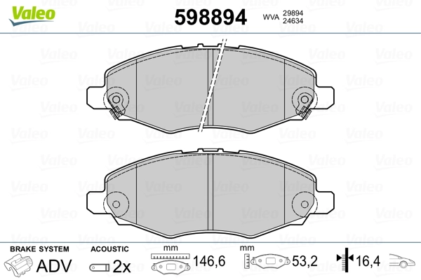 VALEO 598894 Brake Pad Set, disc brake
