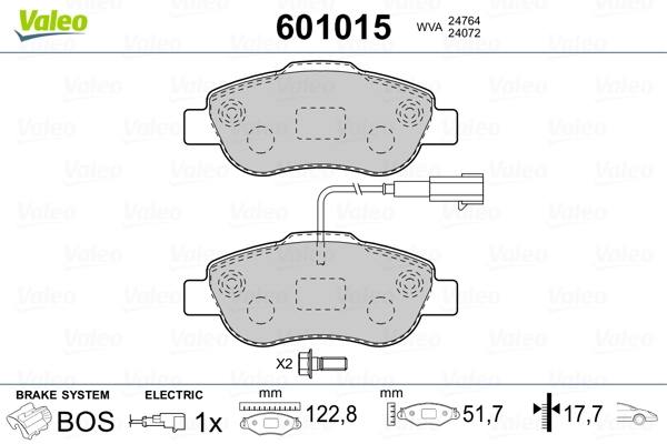 VALEO 601015 Brake Pad Set, disc brake