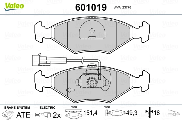 VALEO 601019 Brake Pad Set, disc brake