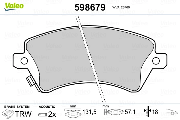 VALEO 598679 Brake Pad Set, disc brake