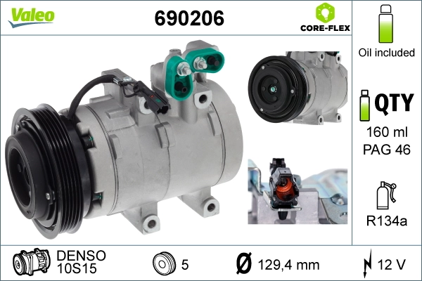 Compressor, air conditioning VALEO CORE-FLEX 690206