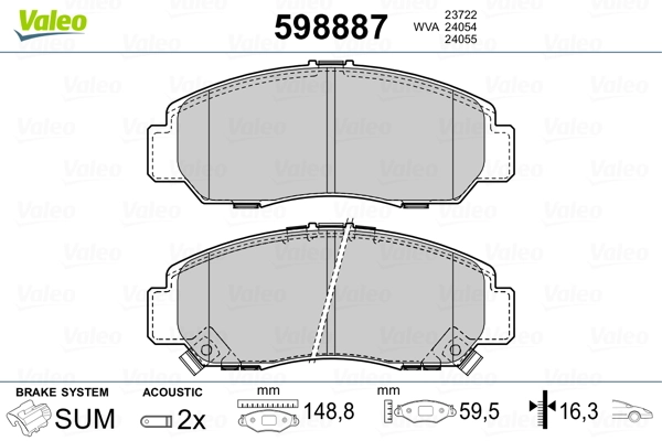 VALEO 598887 Brake Pad Set, disc brake
