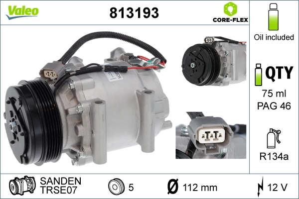 Compressor, air conditioning VALEO CORE-FLEX 813193