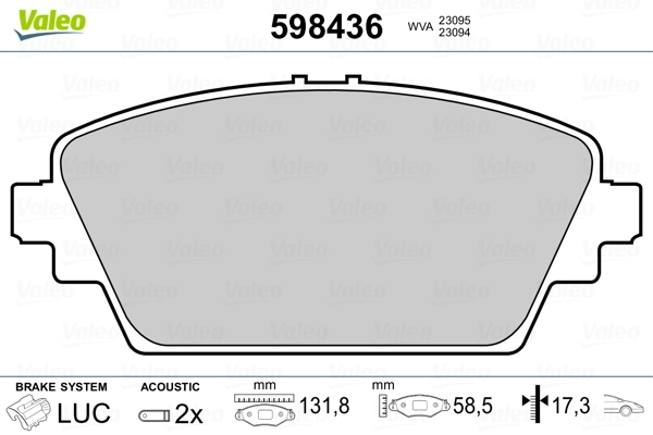 VALEO 598436 Brake Pad Set, disc brake