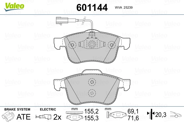 VALEO 601144 Brake Pad Set, disc brake