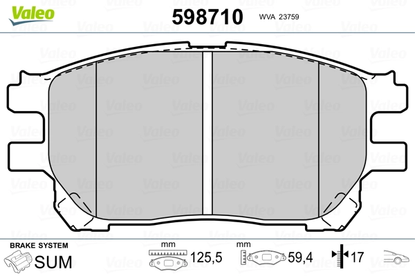 VALEO 598710 Brake Pad Set, disc brake