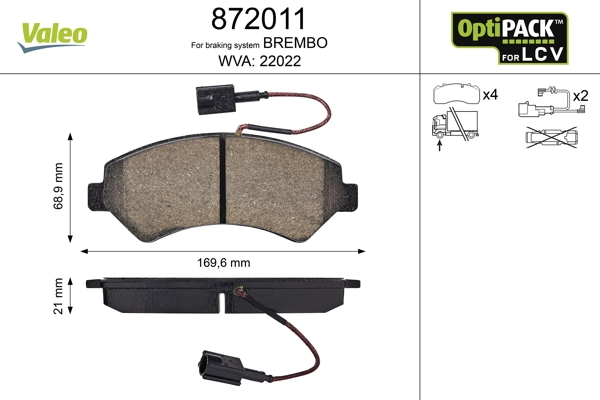 Brake Pad Set, disc brake OPTIPACK for LCV 872011