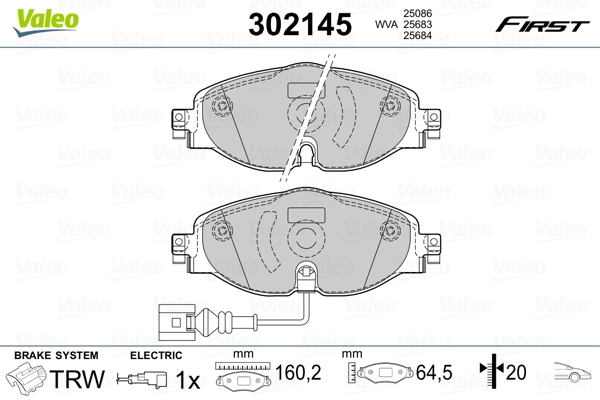 Brake Pad Set, disc brake FIRST 302145