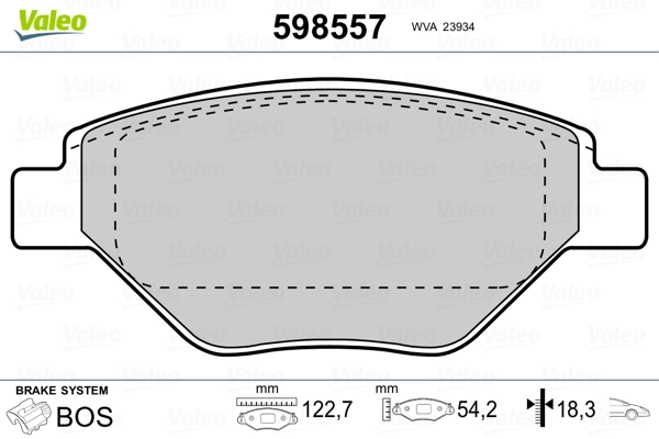 VALEO 598557 Brake Pad Set, disc brake