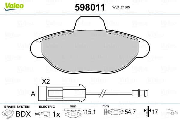 Brake Pad Set, disc brake 598011