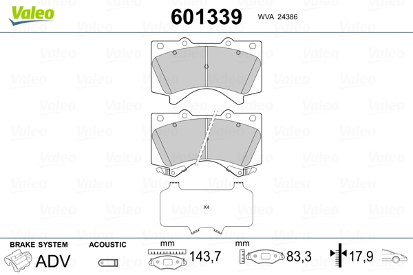 VALEO 601339 Brake Pad Set, disc brake