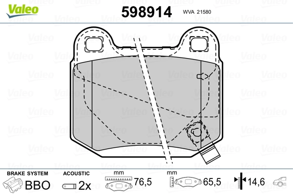 VALEO 598914 Brake Pad Set, disc brake