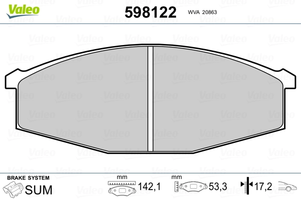 VALEO 598122 Brake Pad Set, disc brake