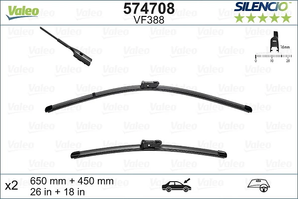 와이퍼 블레이드 SILENCIO FLAT BLADE SET 574708