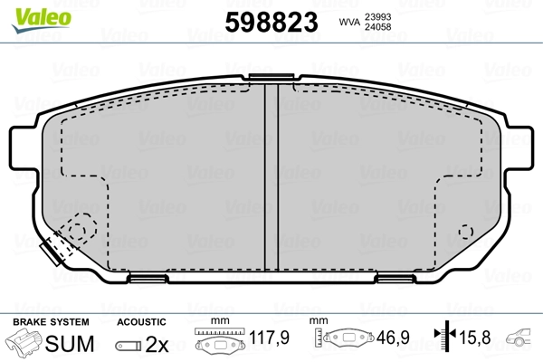 VALEO 598823 Brake Pad Set, disc brake