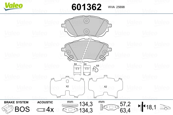 VALEO 601362 Brake Pad Set, disc brake