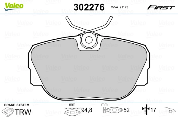 VALEO 302276 Brake Pad Set, disc brake