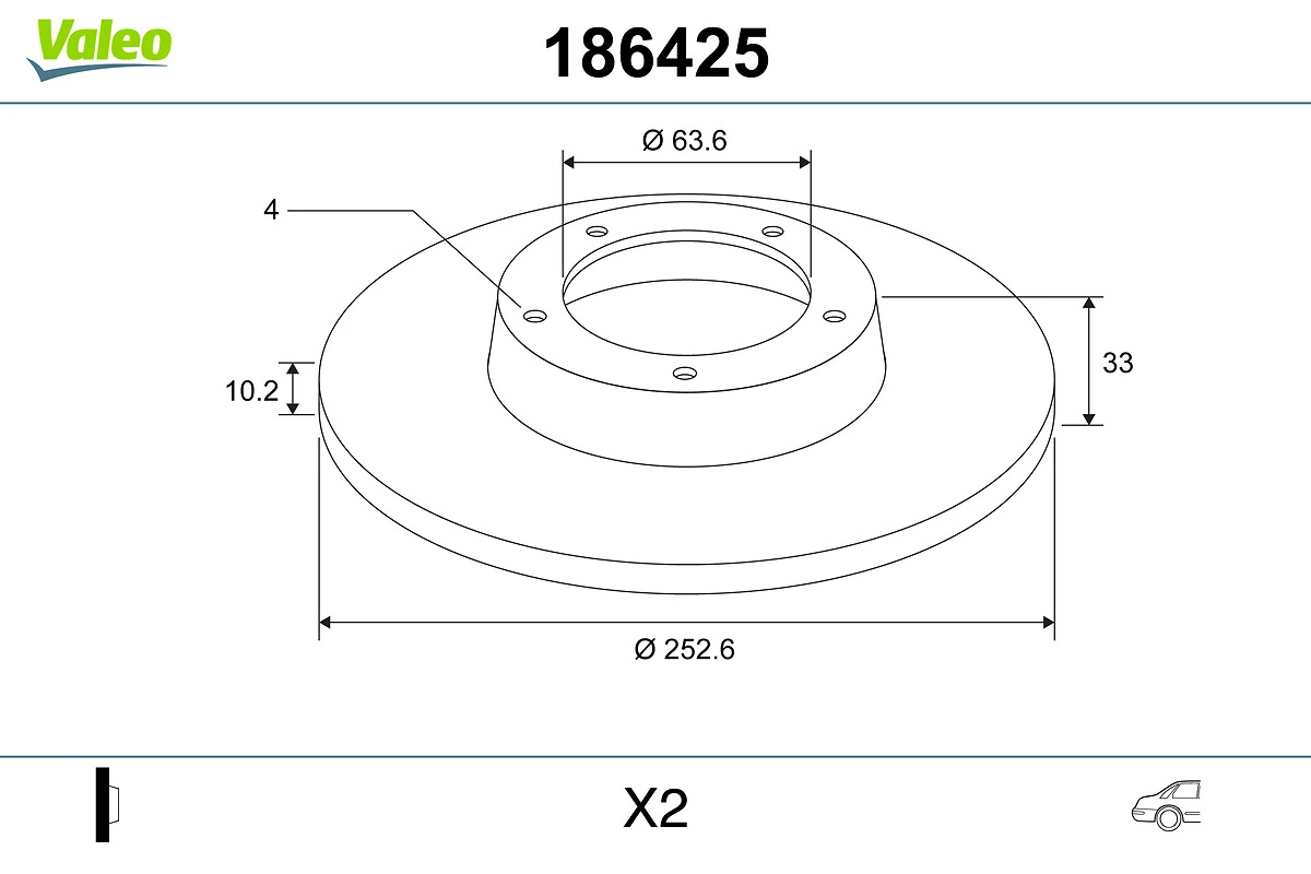 VALEO 186425 Brake Disc
