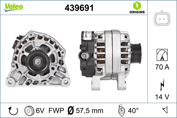 Alternator VALEO ORIGINS NEW OE TECHNOLOGY 439691