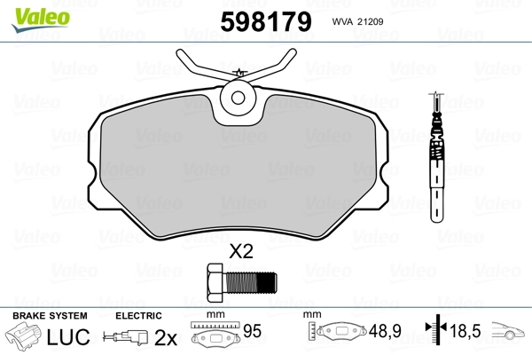 VALEO 598179 Brake Pad Set, disc brake