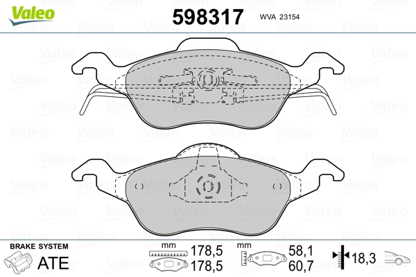 VALEO 598317 Brake Pad Set, disc brake