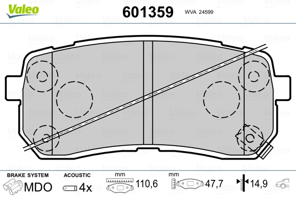 VALEO 601359 Brake Pad Set, disc brake