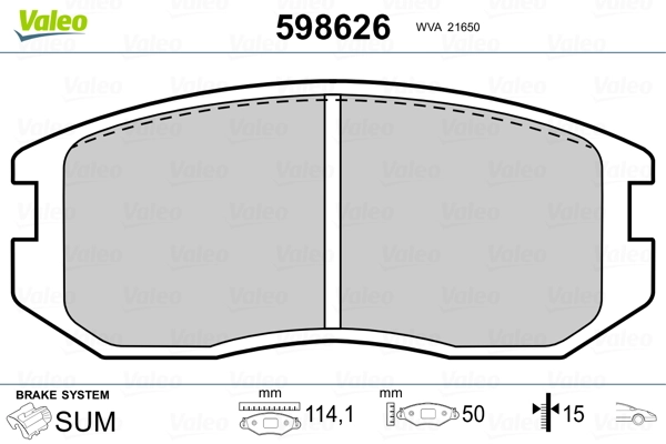 VALEO 598626 Brake Pad Set, disc brake
