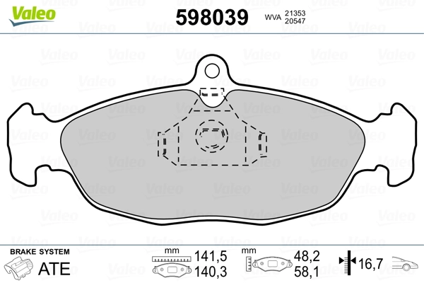 VALEO 598039 Brake Pad Set, disc brake