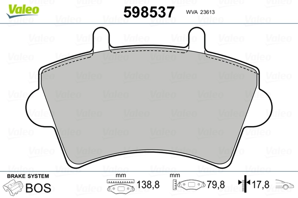 VALEO 598537 Brake Pad Set, disc brake