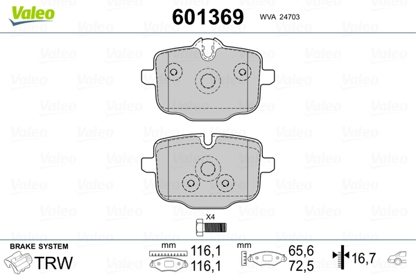 VALEO 601369 Brake Pad Set, disc brake