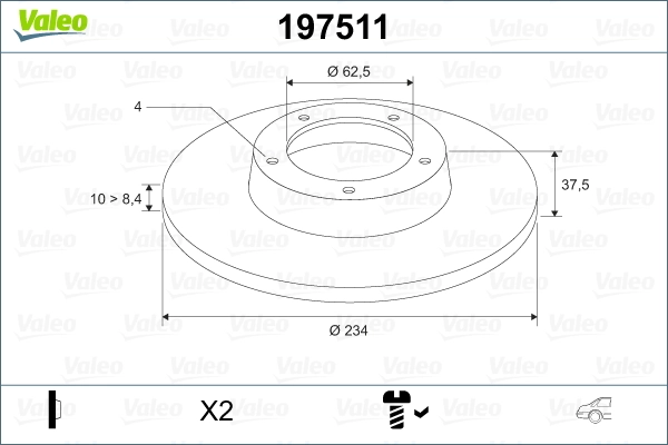 VALEO 197511 Brake Disc