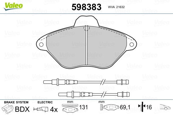 VALEO 598383 Brake Pad Set, disc brake