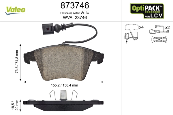 VALEO 873746 Brake Pad Set, disc brake