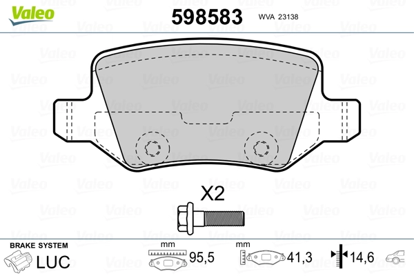VALEO 598583 Brake Pad Set, disc brake