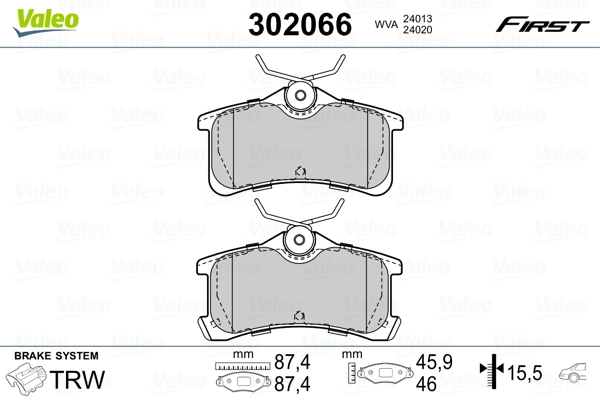 Brake Pad Set, disc brake FIRST 302066